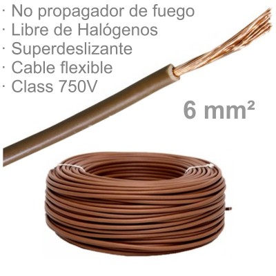 CABLE 1X6MM FLEXIBLE H07Z1-K LIBRE HALÓGENOS MARRÓN (€/M)