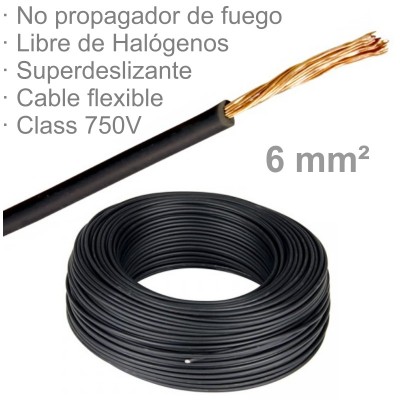 CABLE 1X6MM FLEXIBLE H07Z1-K LIBRE HALÓGENOS NEGRO (€/M)