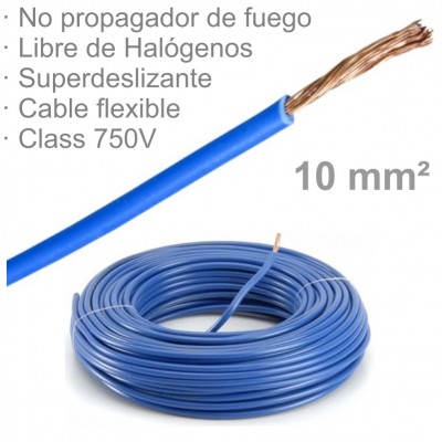 CABLE 1X10MM FLEXIBLE H07Z1-K LIBRE HALÓGENOS AZUL (€/M)