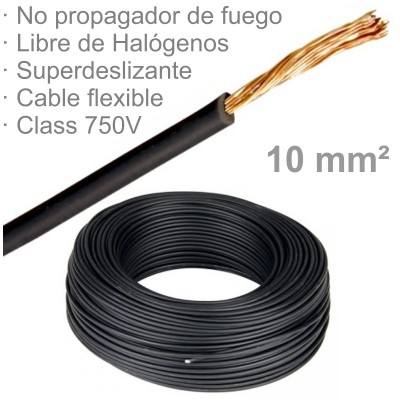 CABLE 1X10MM FLEXIBLE H07Z1-K LIBRE HALÓGENOS NEGRO (€/M)