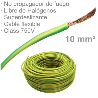 CABLE 1X10MM FLEXIBLE H07Z1-K LIBRE HALÓGENOS AMARILLO/VERDE (€/M)
