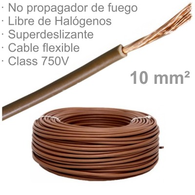 CABLE 1X10MM FLEXIBLE H07Z1-K LIBRE HALÓGENOS MARRÓN (€/M)
