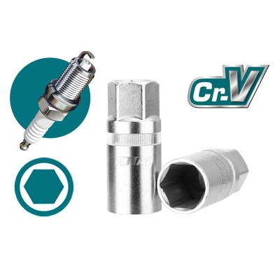 LLAVE BUJÍA 16MM VASO 1/2" Cr-V TOTAL 