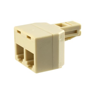 ADAPTADOR TELÉFONO 1 MACHO - 2 HEMBRAS 4 VÍAS BLANCO
