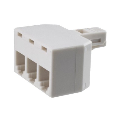 ADAPTADOR TELÉFONO 1 MACHO - 3 HEMBRAS 4 VÍAS BLANCO