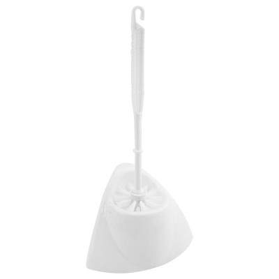 SET ESCOBILLERO WC BAÑO RINCÓN PLÁSTICO BLANCO
