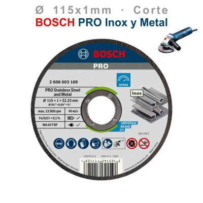 DISCO AMOLADORA Ø115x1MM BOSCH PRO FOR INOX