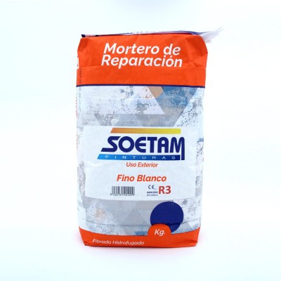 MORTERO FIBRADO HIDROFUGADO FINO BLANCO R3 5KG