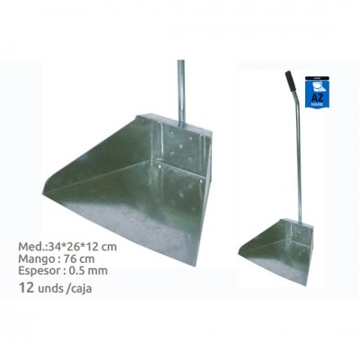 RECOGEDOR GALVANIZADO CON MANGO 34X26X12CM