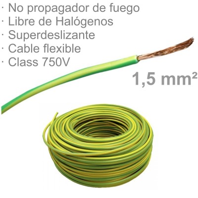 CABLE 1X1,5MM FLEXIBLE H07Z1-K LIBRE HALÓGENOS AMARILLO/VERDE (€/M)