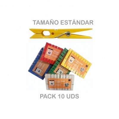 PACK 10 PINZAS ROPA PLÁSTICO ESTÁNDAR HEAVY ELEFANT