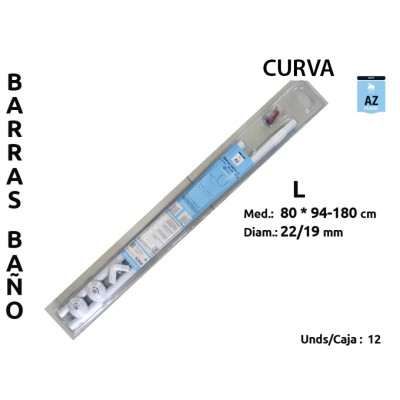 BARRA CORTINA DUCHA CODO 80X94/180CM BLANCA