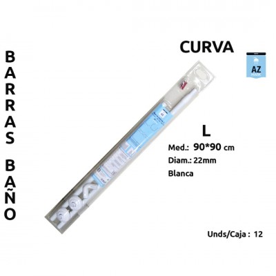 BARRA CORTINA DUCHA CODO 90X90CM Ø22MM BLANCA