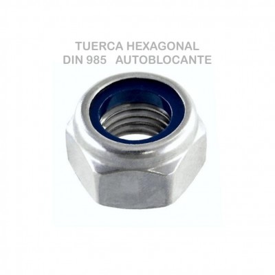 TUERCA HEXAGONAL AUTOBLOCANTE M8 P1,25MM DIN 985 ZINC