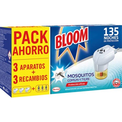 BLOOM INSECTICIDA ELÉCTRICO APARATO + 3X18ML MOSQUITOS