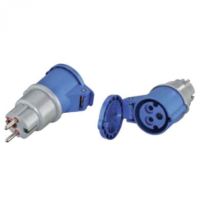 ADAPTADOR CLAVIJA MACHO SCHUCO 2P+T A BASE CETAC HEMBRA 2P+T 16A