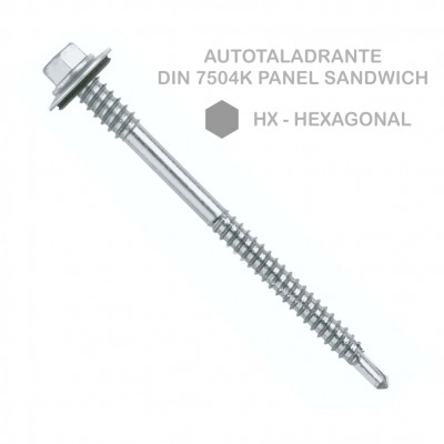TORNILLO PANEL SANDWICH DIN 7504K 5,5/6,3X115MM HEXAGONAL + ARANDELA EPDM