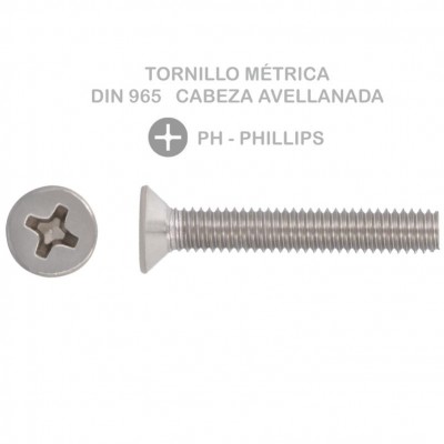 TORNILLO MÉTRICA DIN 965 PH M4X10MM CABEZA AVELLANADA ZINC