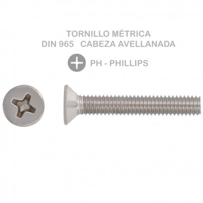 TORNILLO MÉTRICA DIN 965 PH M5X60MM CABEZA AVELLANADA ZINC