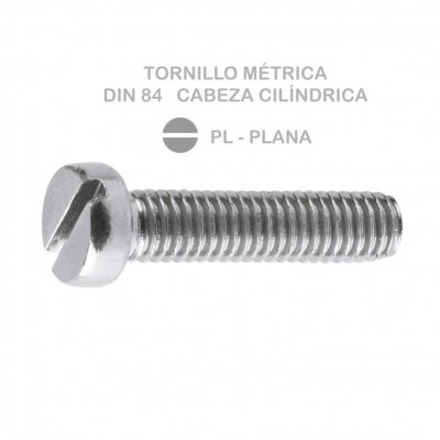 TORNILLO MÉTRICA DIN 84 M4X16MM CABEZA CILÍNDRICA PLANA ZINC