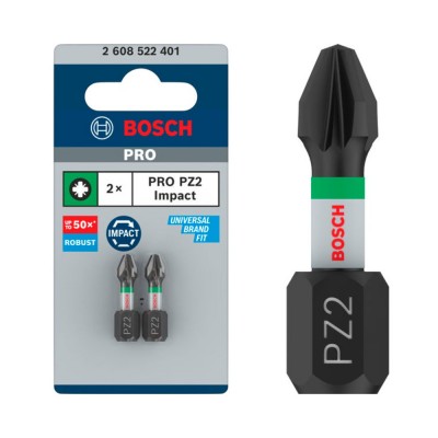 PUNTA ATORNILLAR PZ2 25MM PRO IMPACT BOSCH 2UDS