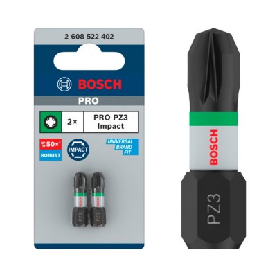 PUNTA ATORNILLAR PZ3 25MM PRO IMPACT BOSCH 2UDS