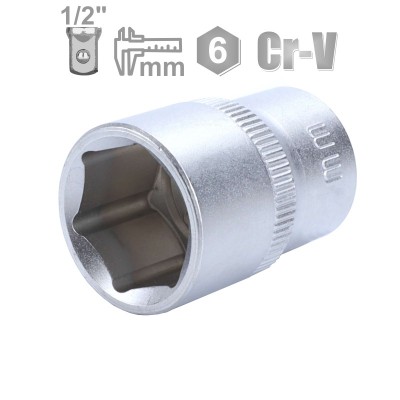 LLAVE VASO 1/2" 11MM MÉTRICO 6 CARAS CrV 