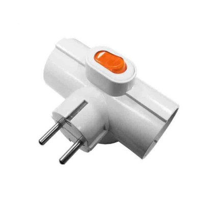 ADAPTADOR TRIPLE 2P+T 16A CON INTERRUPTOR BLANCO
