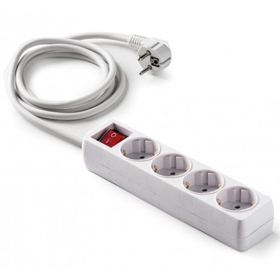 BASE MÚLTIPLE 4 TOMAS + INTERRUPTOR CABLE 3M BLANCO FAMATEL