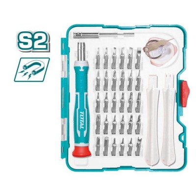 JUEGO 37 PZAS. DESTORNILLADOR PRECISIÓN TOTAL TACSD30376