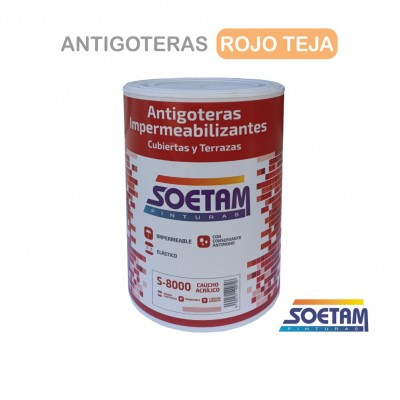PINTURA ANTIGOTERAS CAUCHO SOETAM S-8000 ROJO TEJA 750ML