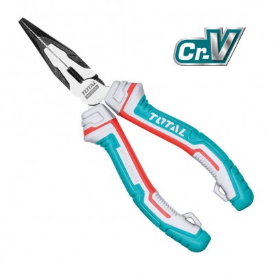 ALICATE PUNTA SEMIREDONDA RECTA 180MM INDUSTRIAL CRV TOTAL THT2206