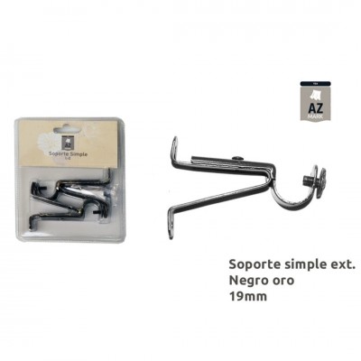 JUEGO 2 SOPORTES CORTINA FRENTE SIMPLE 19MM NEGRO-ORO
