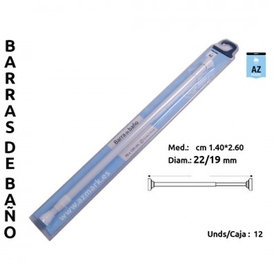 BARRA CORTINA DUCHA EXTENSIBLE 140-260CM Ø22MM BLANCA