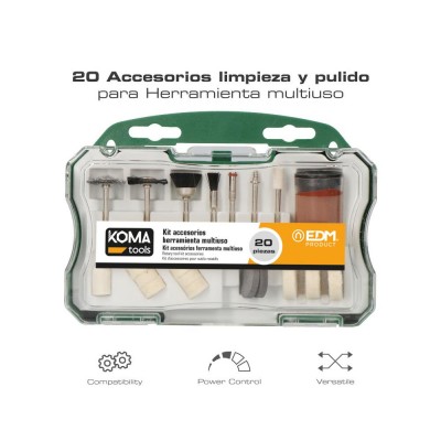 SET 20 ACCESORIOS LIMPIAR Y PULIR MINI HERRAMIENTA MULTIUSOS KOMA 