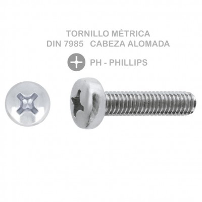 TORNILLO MÉTRICA DIN 7985 PH M4X10MM CABEZA ALOMADA ZINC