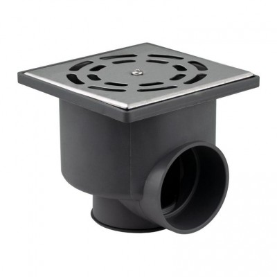 SUMIDERO PVC SIFÓNICO 104X104MM TAPA INOX. V/H-50MM L-99