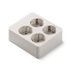 BASE ENCHUFE MÚLTIPLE CUADRADA 4 TOMAS SIN CABLE BLANCA FAMATEL 9/414