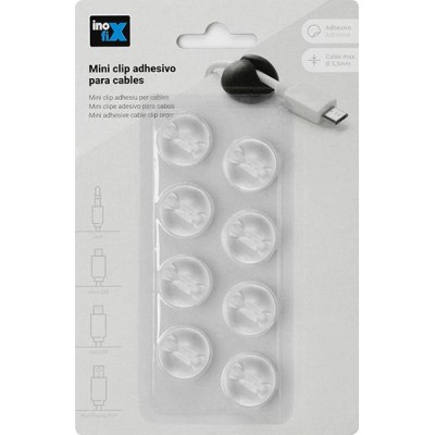 MINI CLIP Ø20MM ADHESIVO TRANSPARENTE PARA CABLES 8UD