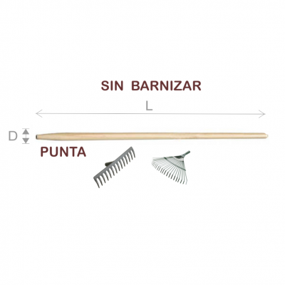 MANGO MADERA ESCOBA / RASTRILLO JARDÍN Ø24X1200MM SIN BARNIZAR