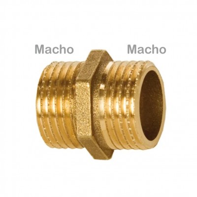 MACHÓN LATÓN 3/8" HEXAGONAL CONTRA-ROSCA