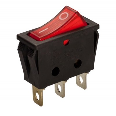 INTERRUPTOR BASCULANTE ESTRECHO UNIPOLAR ON/OFF 16A/250V ROJO  LUMINOSO