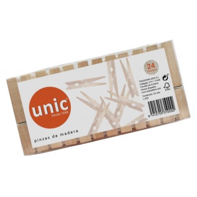PACK 24 PINZAS ROPA MADERA UNIC