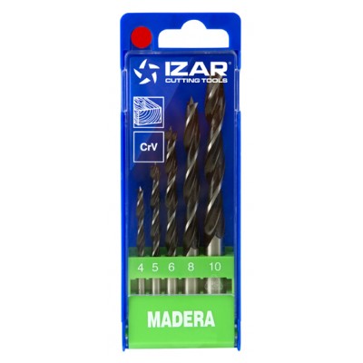 JUEGO 5 BROCAS MADERA 3 PUNTAS 4-10MM IZAR 1435