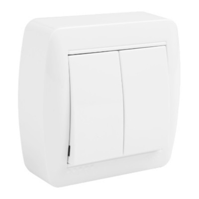 CONMUTADOR DOBLE SUPERFICIE BLANCO SOLERA MURAL MUR12U 
