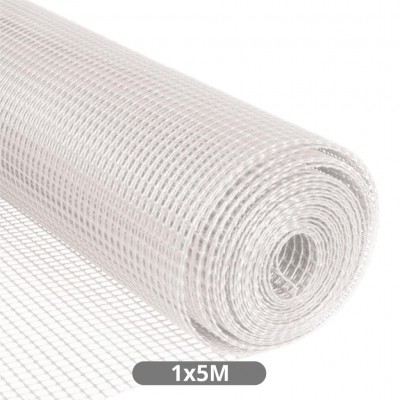 MALLA PLÁSTICO 10X10MM ANCHO 1X5M BLANCA