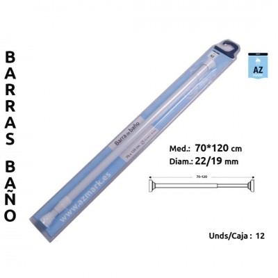 BARRA CORTINA DUCHA EXTENSIBLE 70-120CM Ø22MM BLANCA