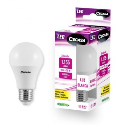 BOMBILLA LED ESTÁNDAR E27 10,5W BLANCA 4000K 1155LM CEGASA