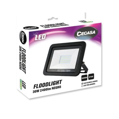 PROYECTOR LED 30W 4000K 2400LM NEGRO CEGASA