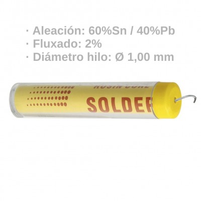 HILO ESTAÑO ELECTRÓNICA Ø1MM 60%SN / 40%PB 2% FLUXADO 10G